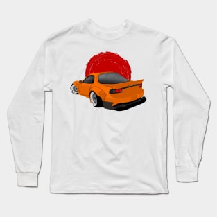 Orange Mazda RX7 Rocket Bunny Back View Long Sleeve T-Shirt